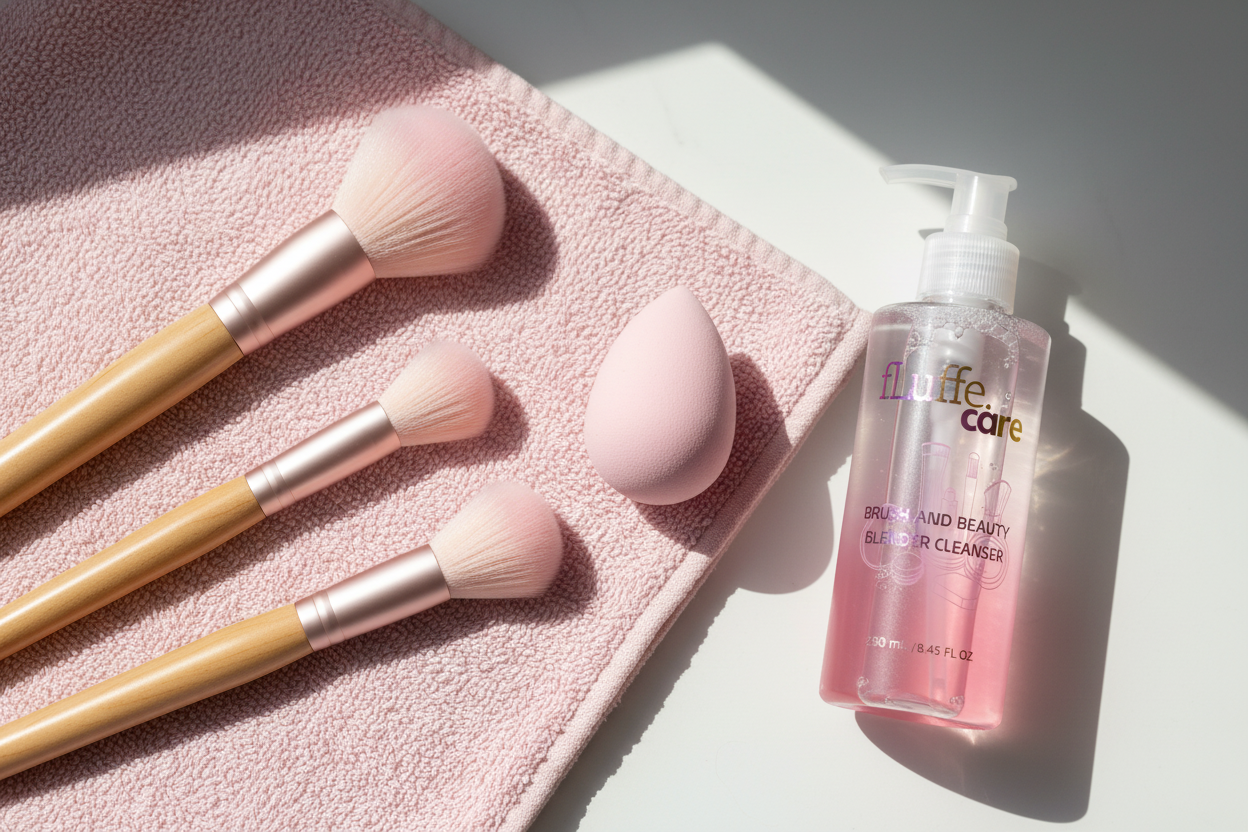 Realistic Clean Brushes Flat Lay