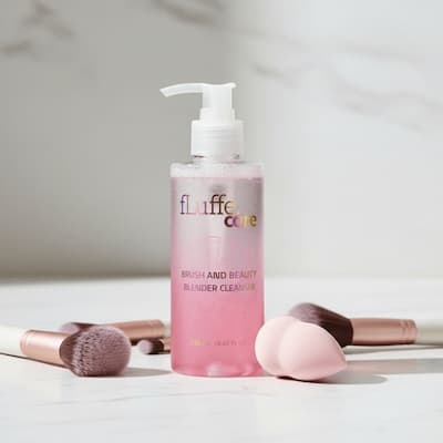fLuffe Care غسول تنظيف فرش المكياج والبيوتي بلندر 250ml - ينظف ويعقم أدوات الميكب لبشرة أنقى بدون حبوب